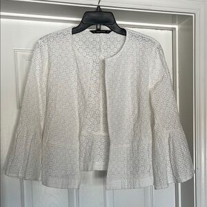 Zara Basic - white eyelet peplum jacket - size L